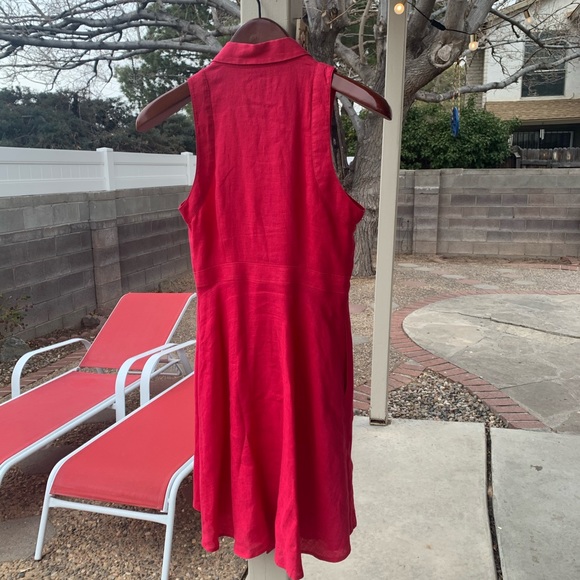 HD in Paris Anthropologie Printemps Linen Shirtdress Size 2 Raspberry color - Picture 2 of 16